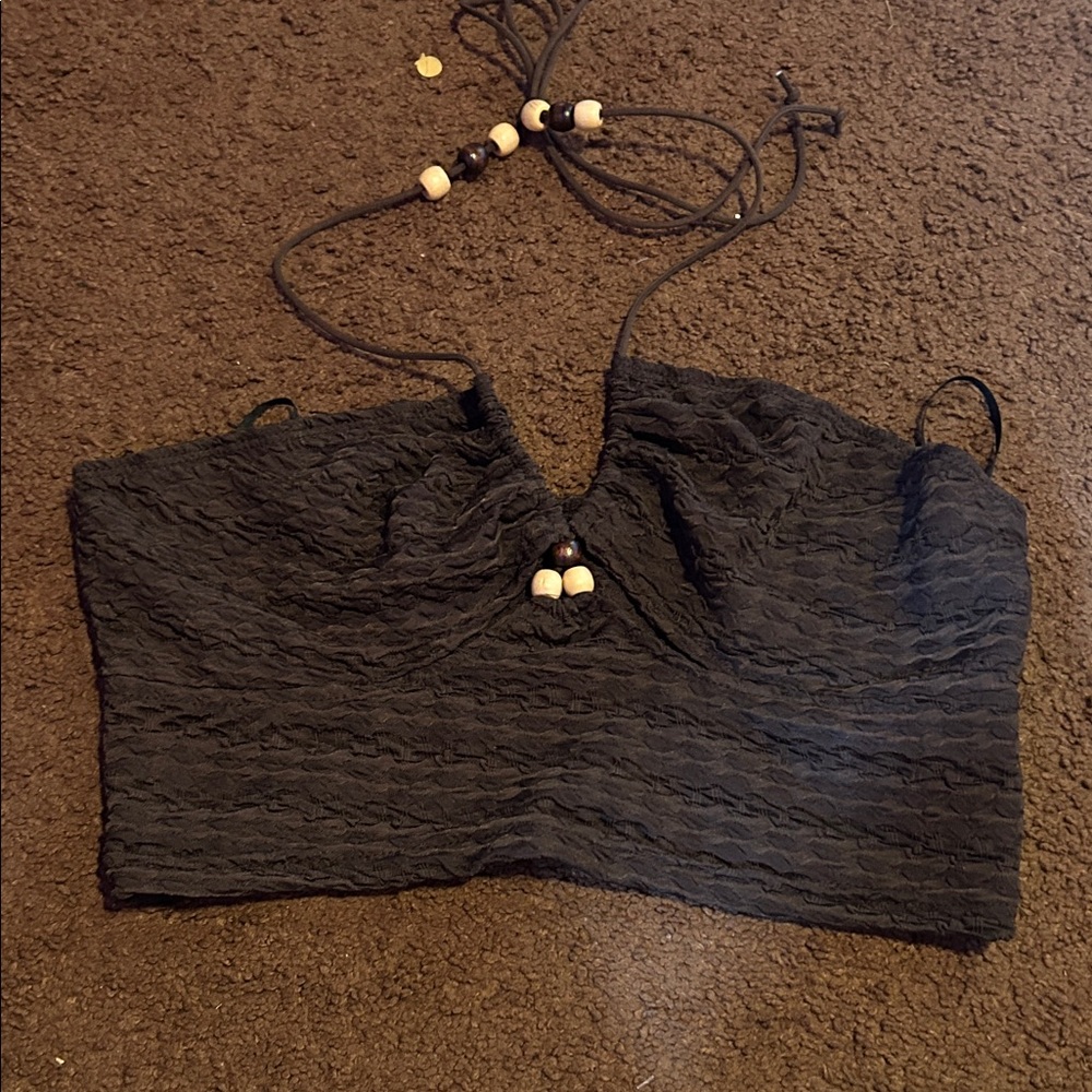 Black Lace Halter Top